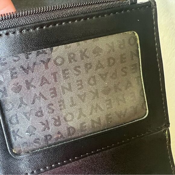 Black Pebbled Leather Large trifold Kate Spade Wallet - Picture 12 of 16